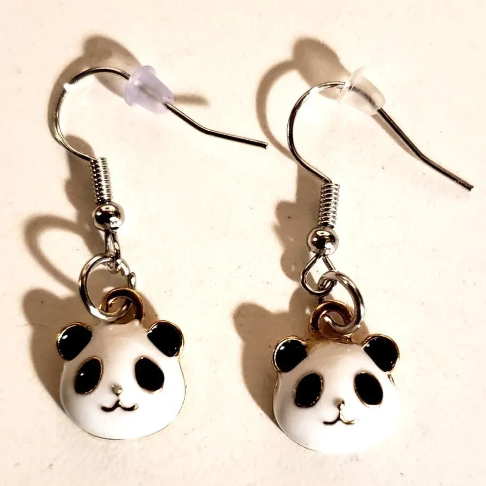 Handmade Metallic Green Panda Bracelet and Earring Set